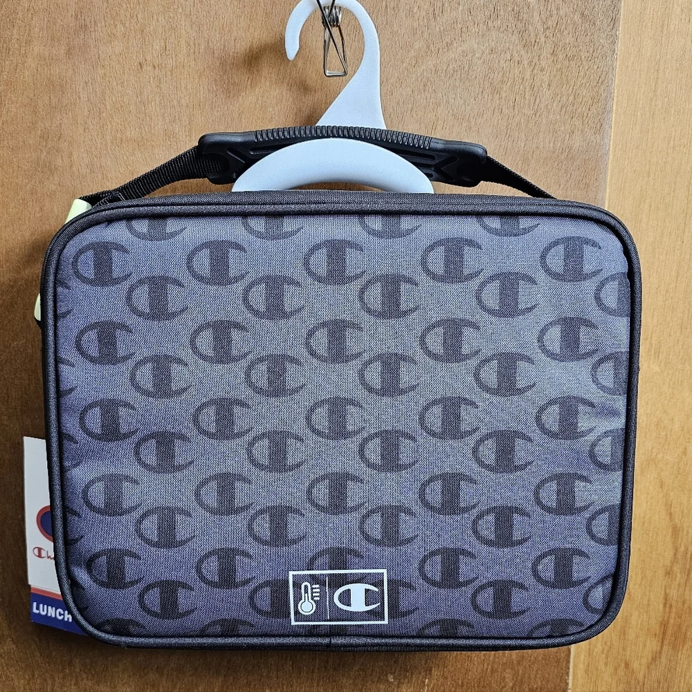Champion center Insulated Lunch Box Tote Bag tray kit New Gray Black Yellow NWT